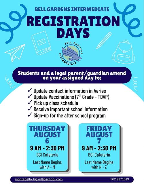 Registration Days August 6-7, 2026